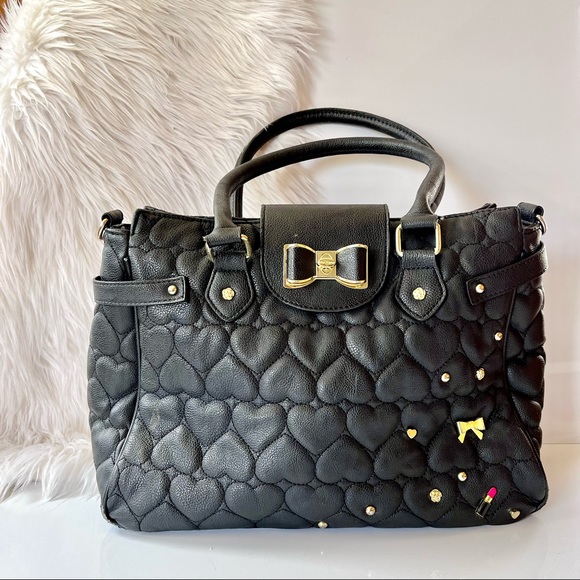 betsey johnson black heart tote